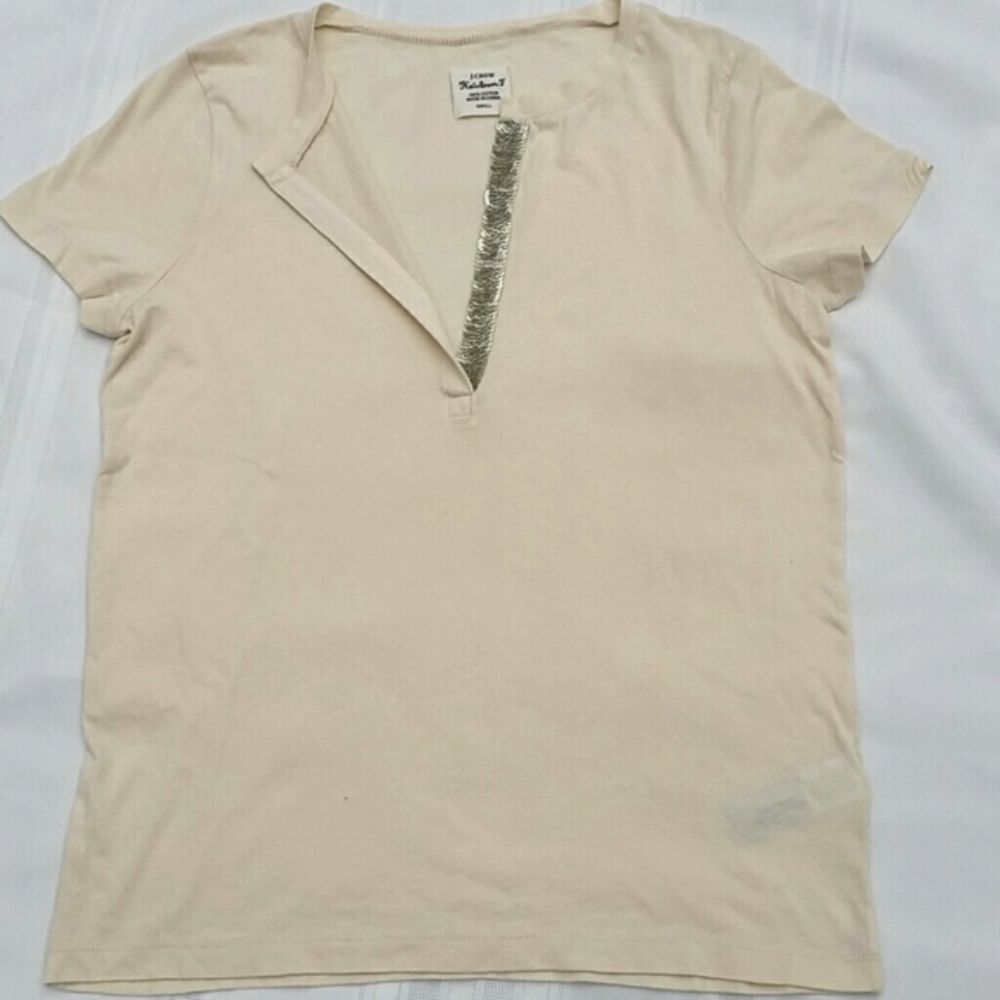 Jcrew heirloom T sequin placket henley shirt - Picture 2 of 4